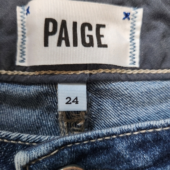 PAIGE GRANT RAW HEM BERMUDA JEAN SHORTS - SZ 24 MEDIUM WASH - Picture 5 of 8
